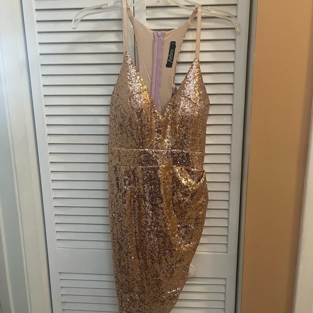 Rose gold sequin dress